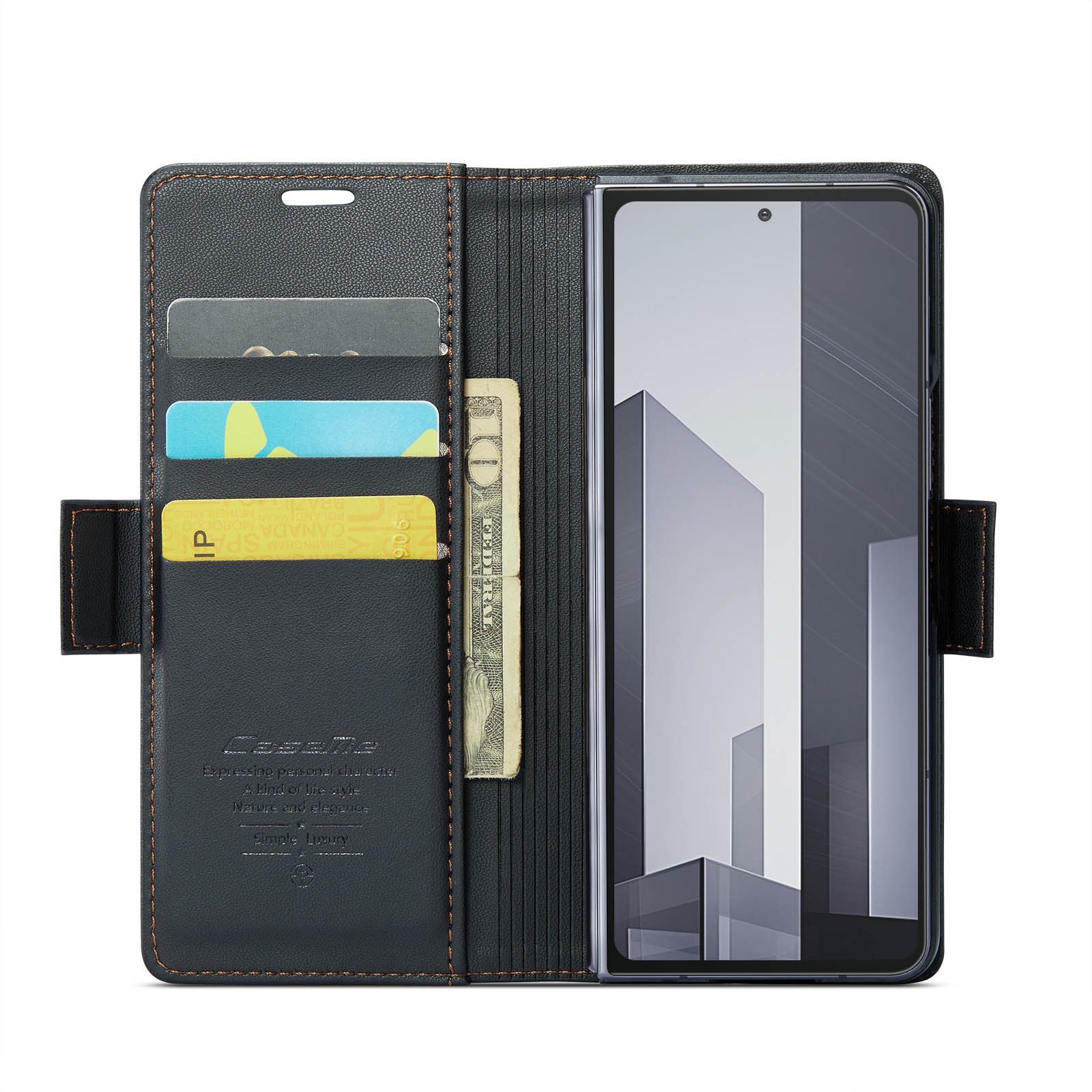 Étui portefeuille mince anti-RFID Samsung Galaxy Z Fold 6, noir