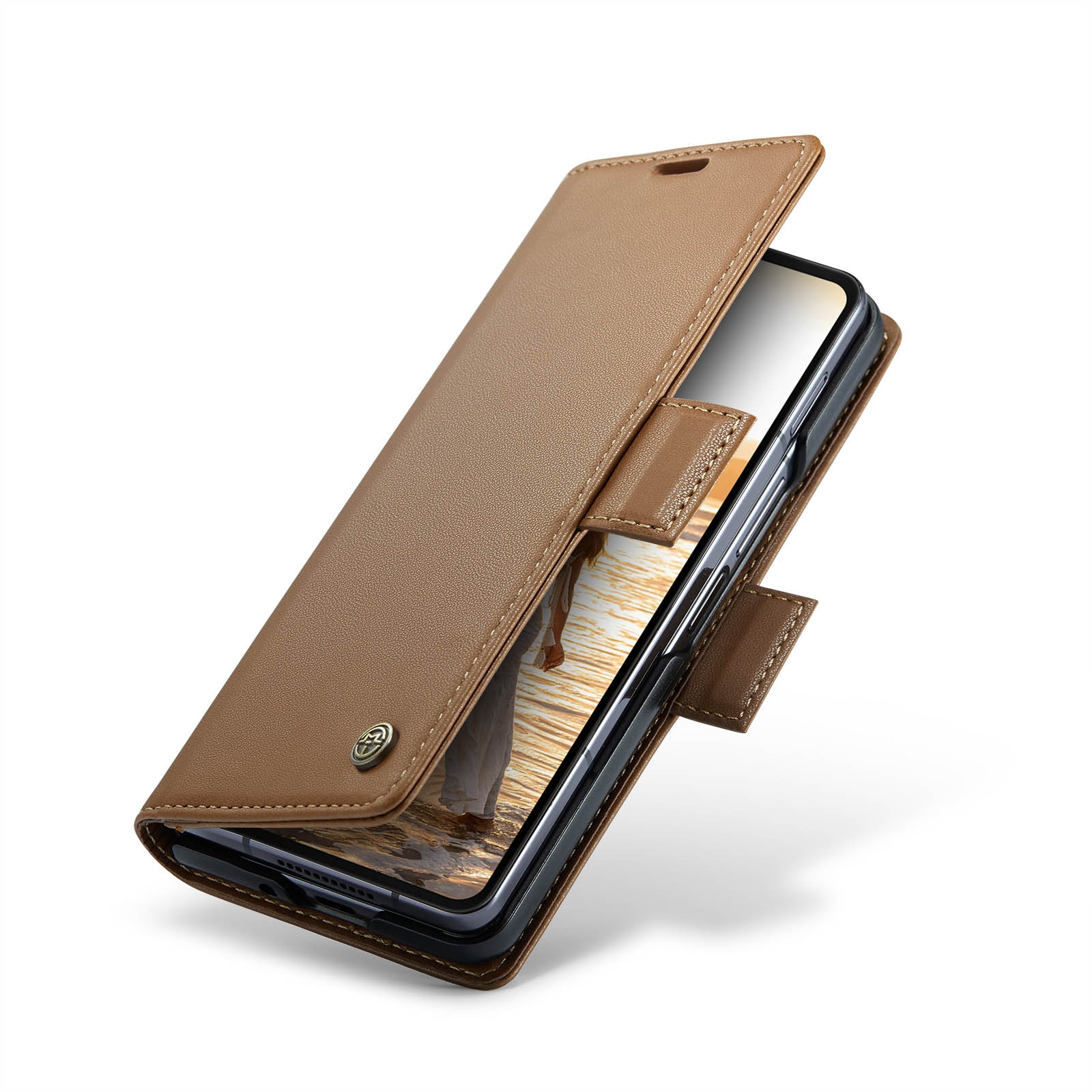 Étui portefeuille mince anti-RFID Samsung Galaxy Z Fold 6, marron