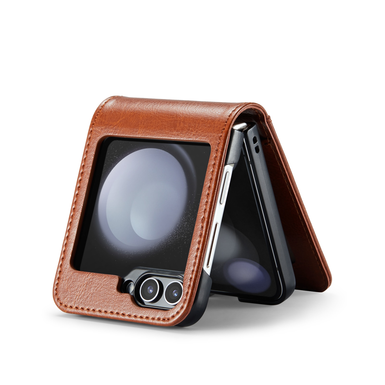 Étui en cuir veritable Samsung Galaxy Z Flip 6, cognac