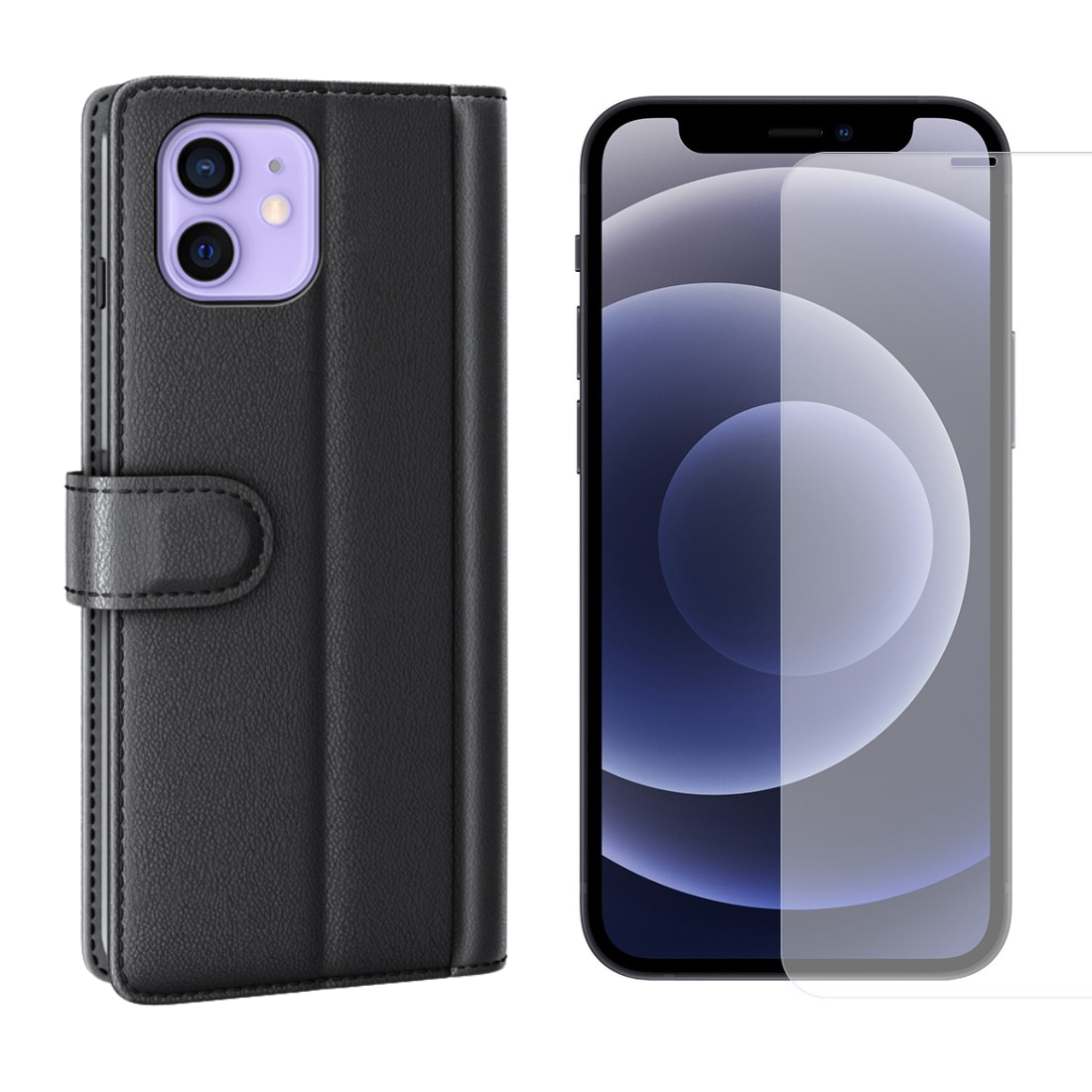 Kit pour iPhone 11 : Coque portefeuille et protecteur d’écran