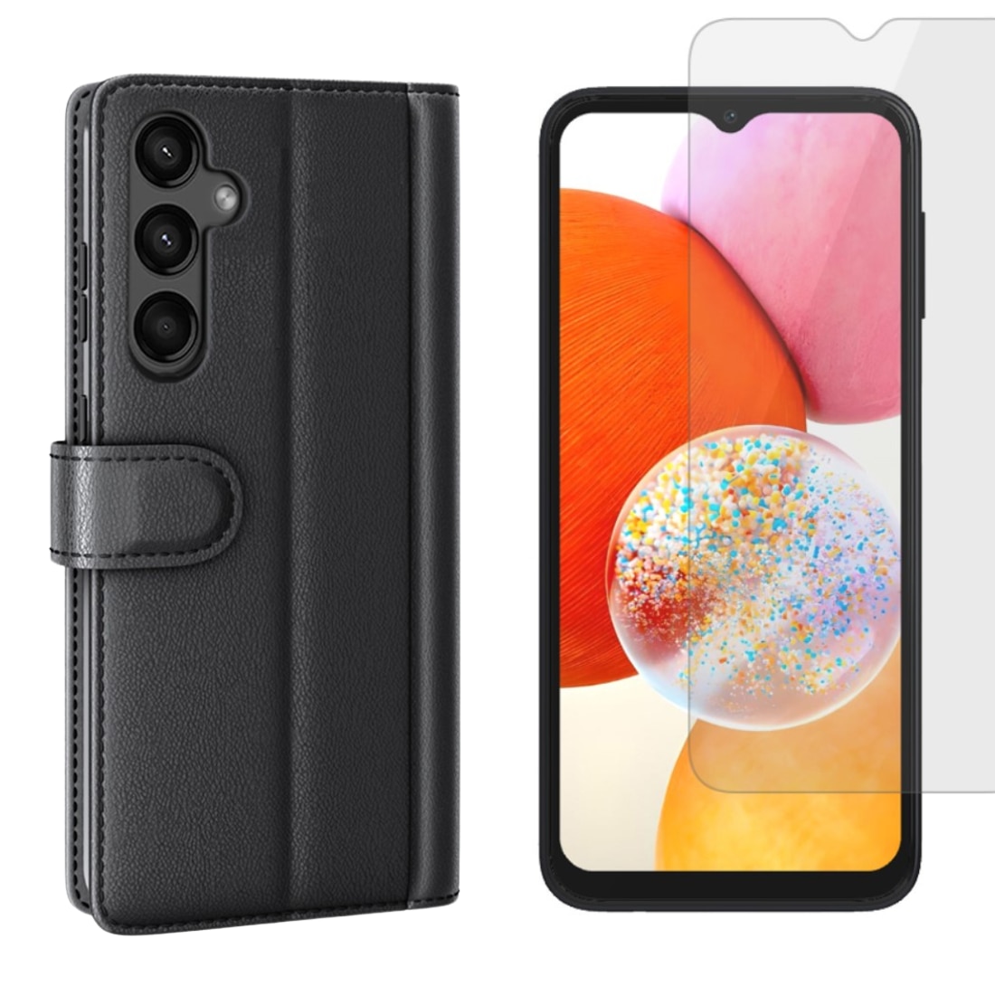 Kit pour Samsung Galaxy A15 : Coque portefeuille et protecteur d’écran