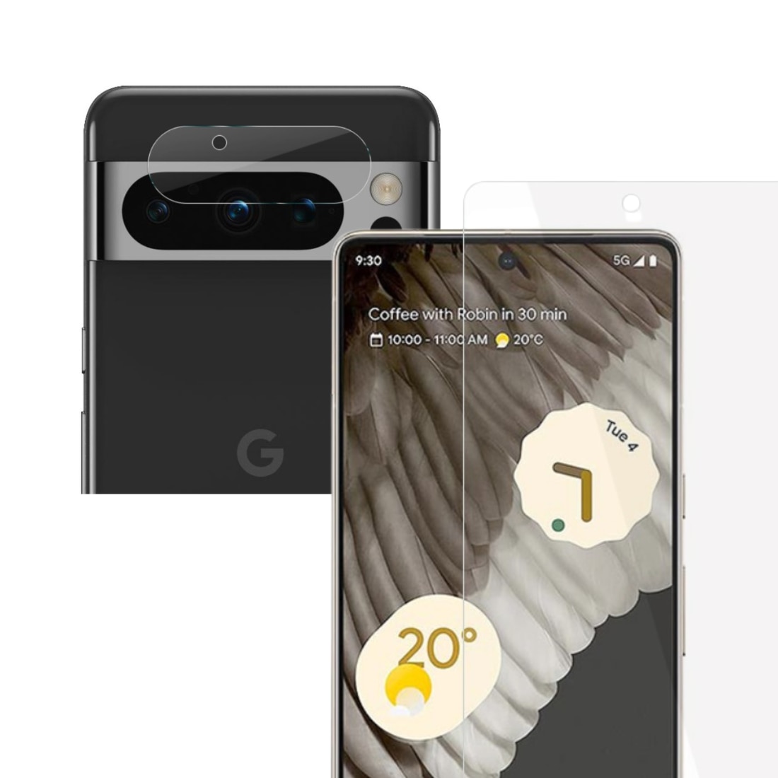 Protecteur de caméra et protecteur d'écran en verre trempé pour Google Pixel 8 Pro