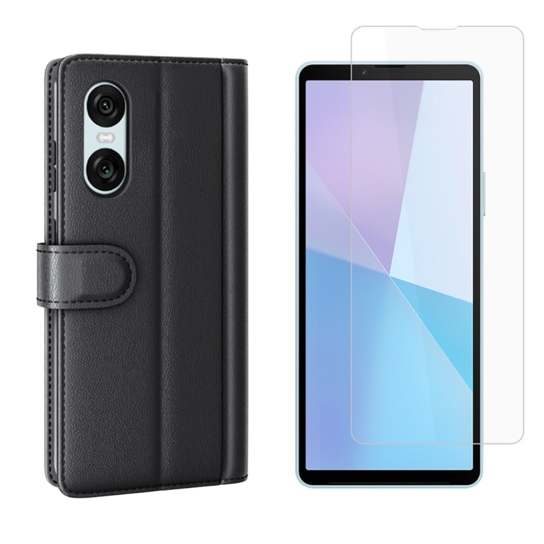 Kit pour Sony Xperia 10 VI : Coque portefeuille et protecteur d’écran