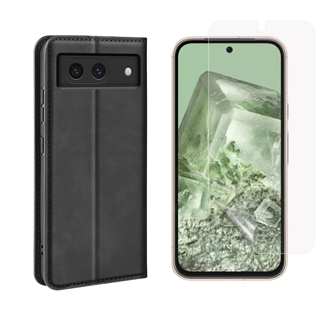 Kit pour Google Pixel 8a : Coque portefeuille Fine et protecteur d’écran