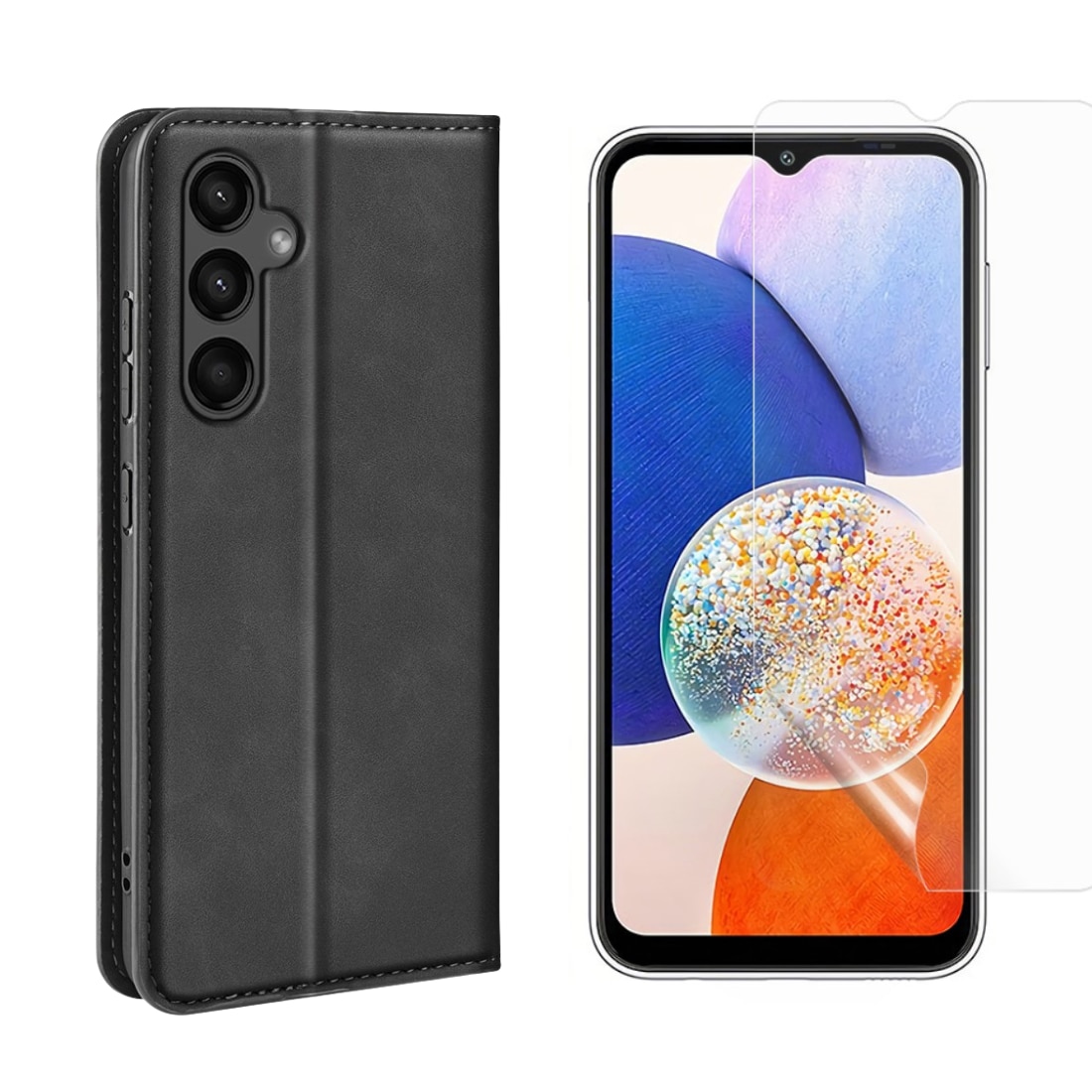 Kit pour Samsung Galaxy A15 : Coque portefeuille Fine et protecteur d’écran