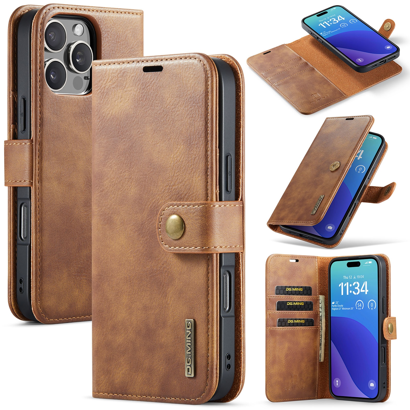 Étui portefeuille Magnet Wallet iPhone 16 Pro Max, Cognac