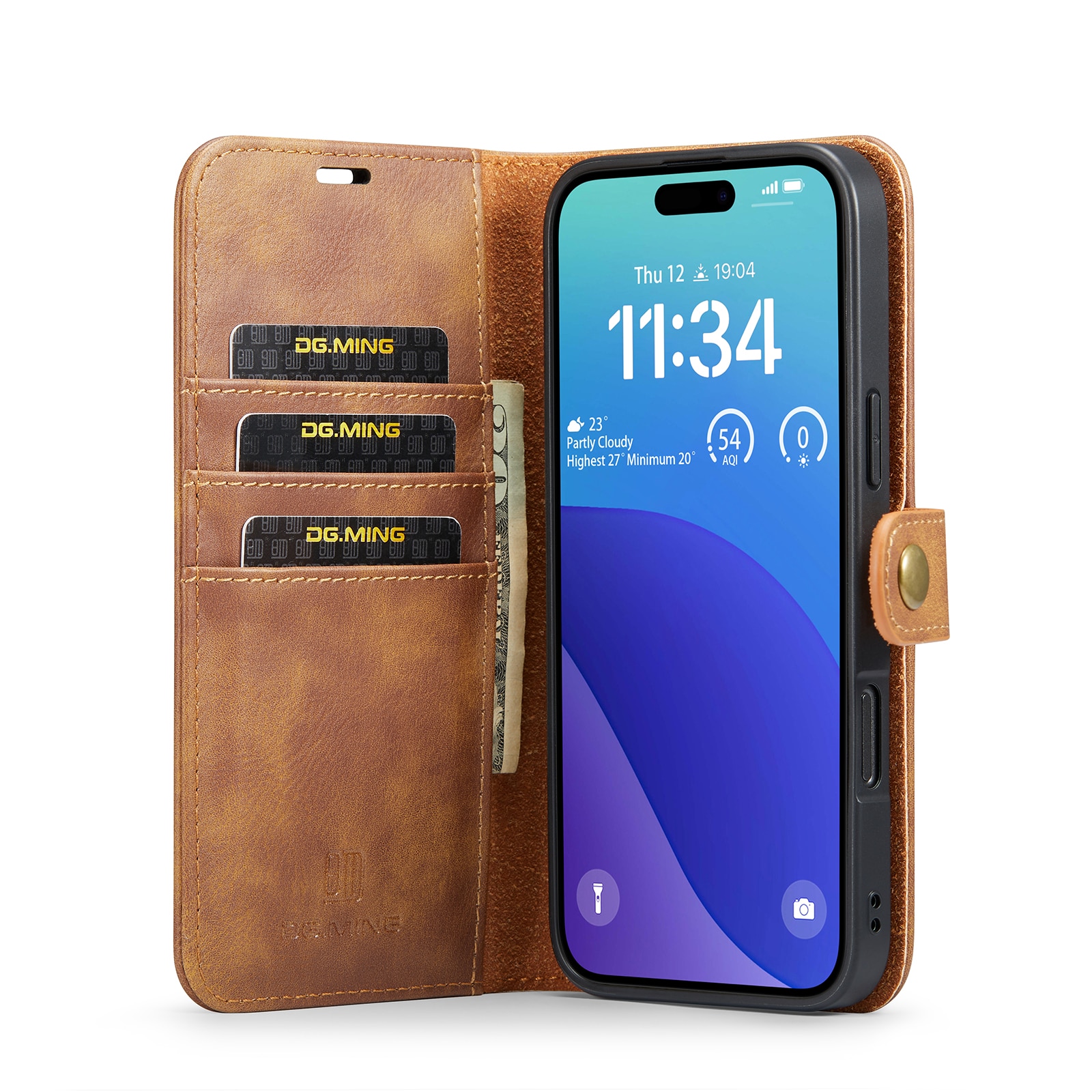 Étui portefeuille Magnet Wallet iPhone 16 Pro, Cognac