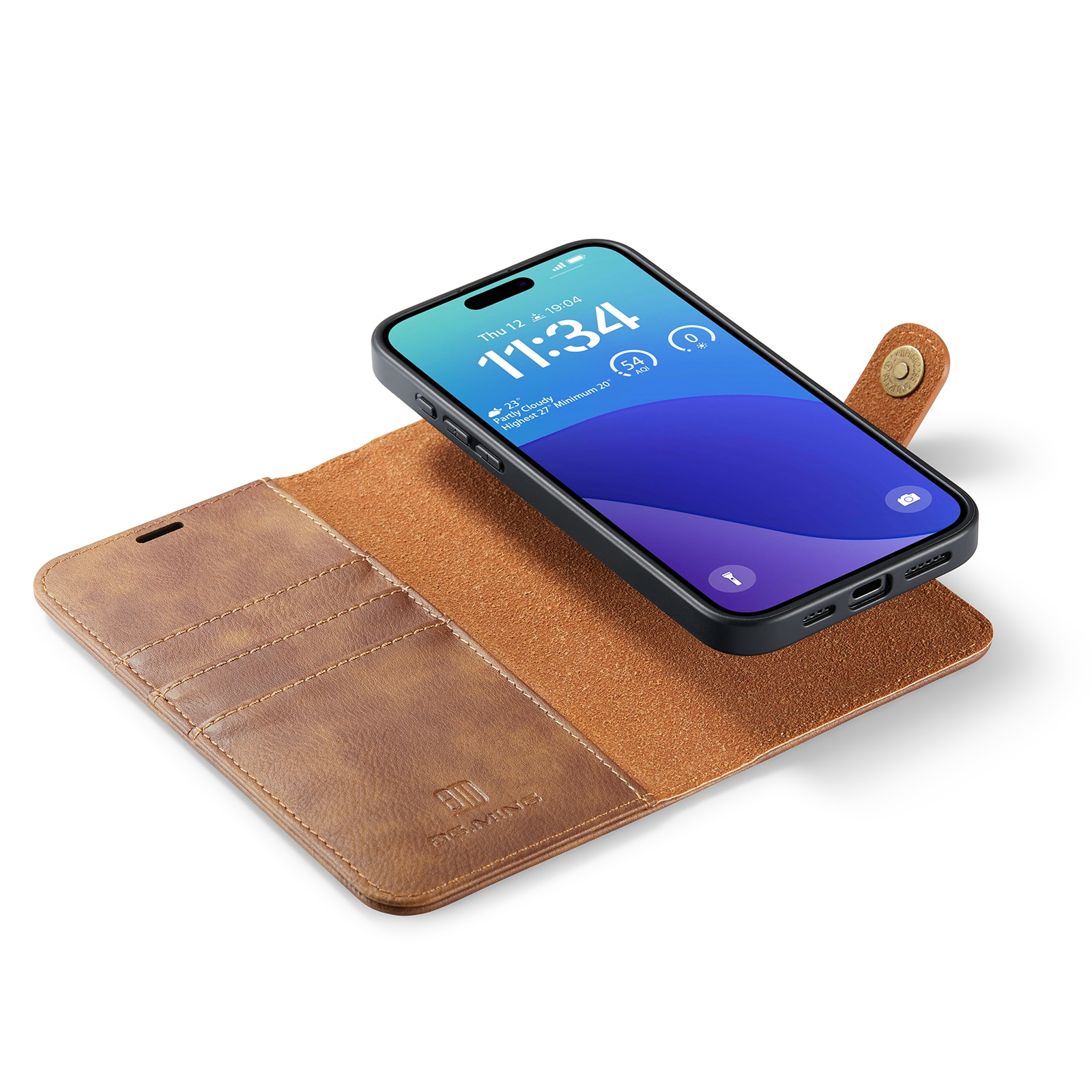 Étui portefeuille Magnet Wallet iPhone 16 Pro Max, Cognac