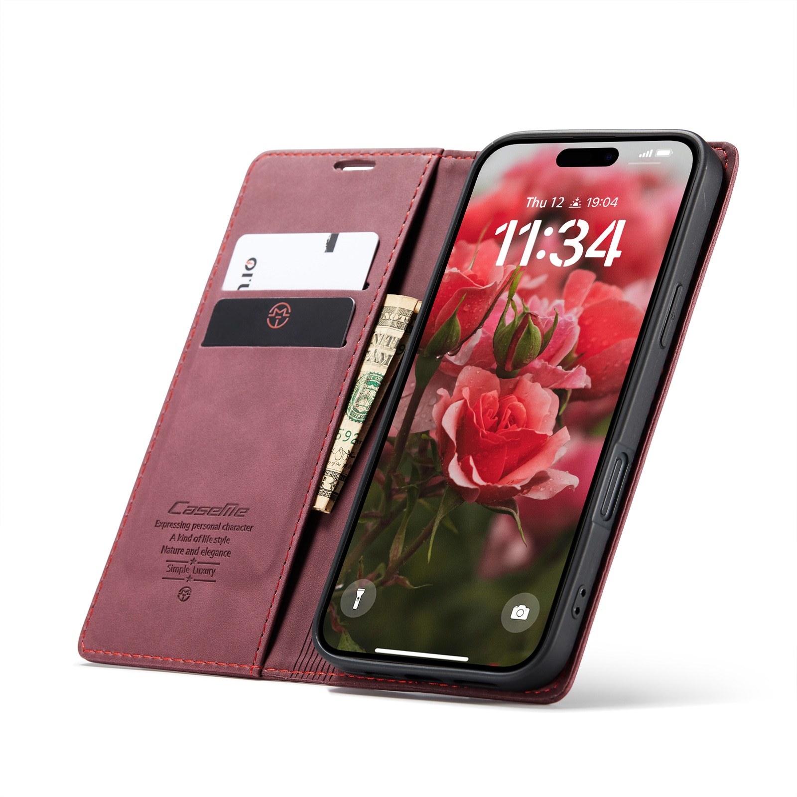 Étui portefeuille mince iPhone 16 Plus, Rouge