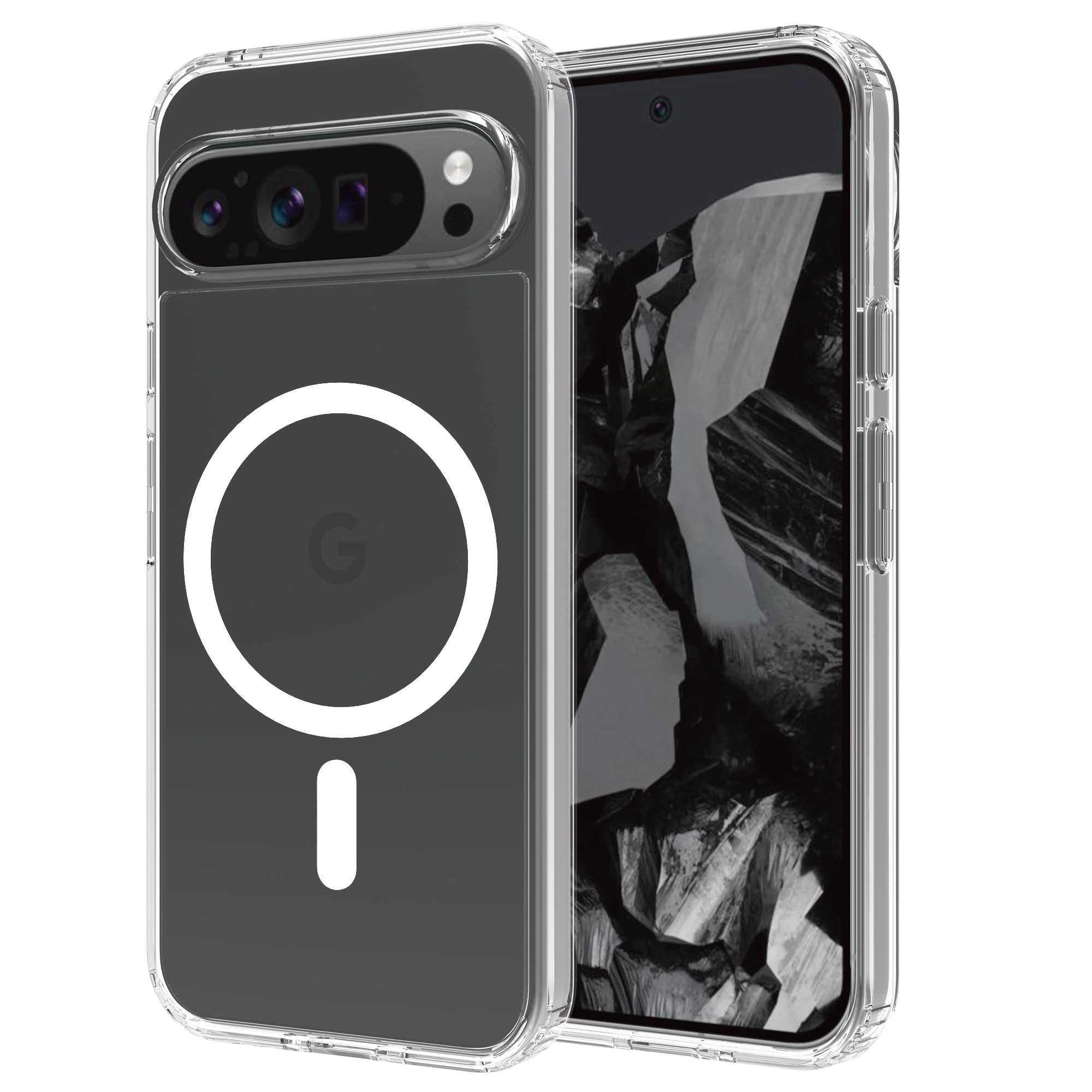 Coque hybride MagSafe Google Pixel 9 Pro XL, transparent