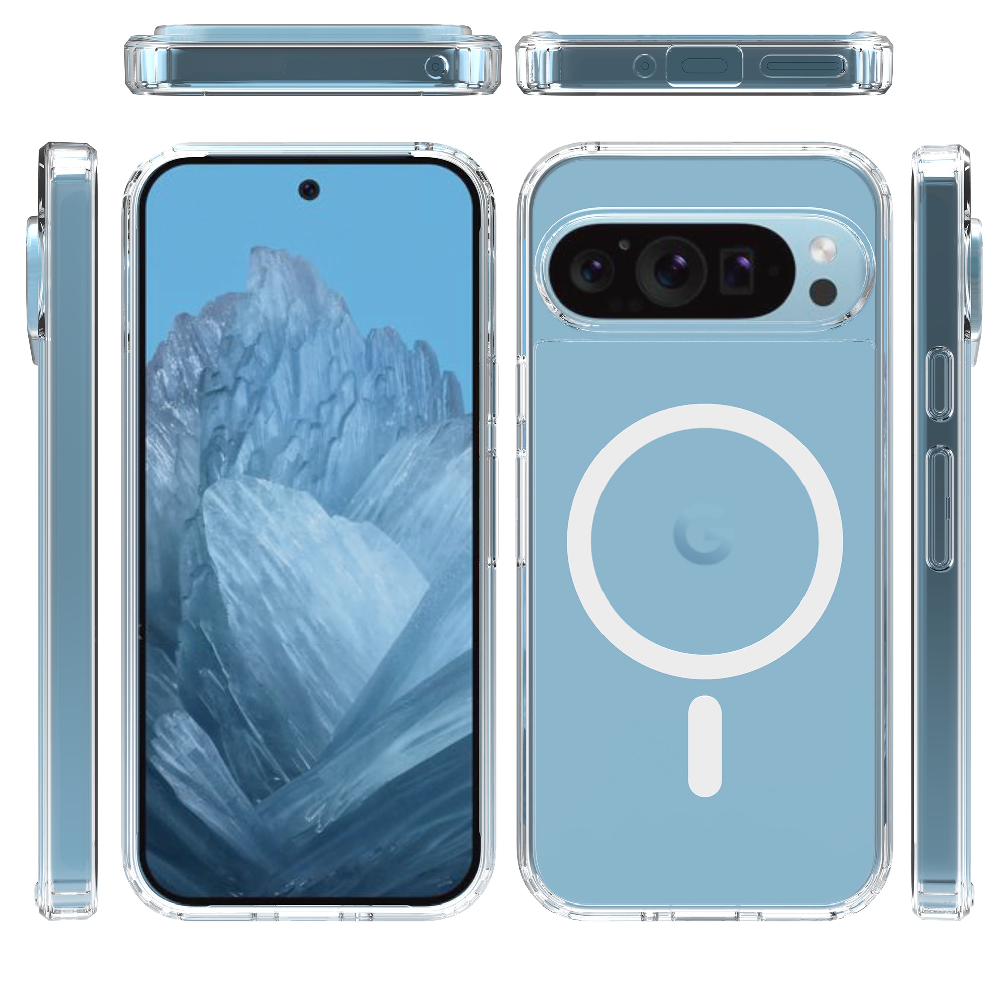 Coque hybride MagSafe Google Pixel 9 Pro, transparent