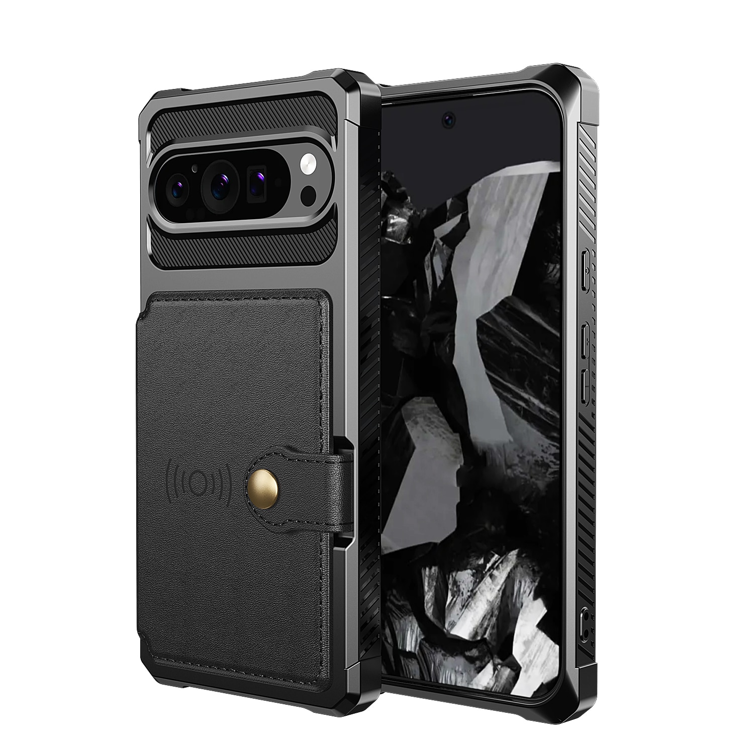 Coque porte-cartes Tough Multi-slot Google Pixel 9, noir