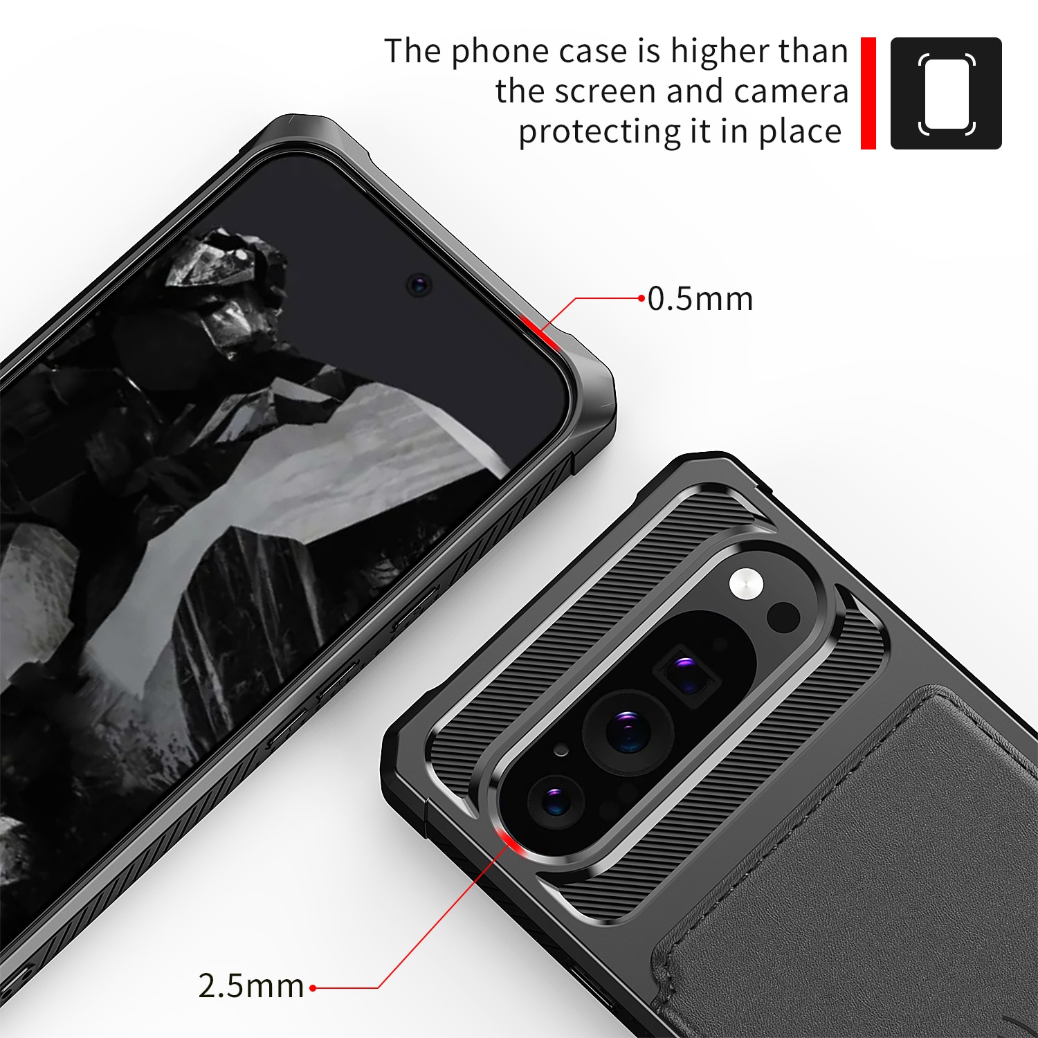 Coque porte-cartes Tough Multi-slot Google Pixel 9 Pro, noir