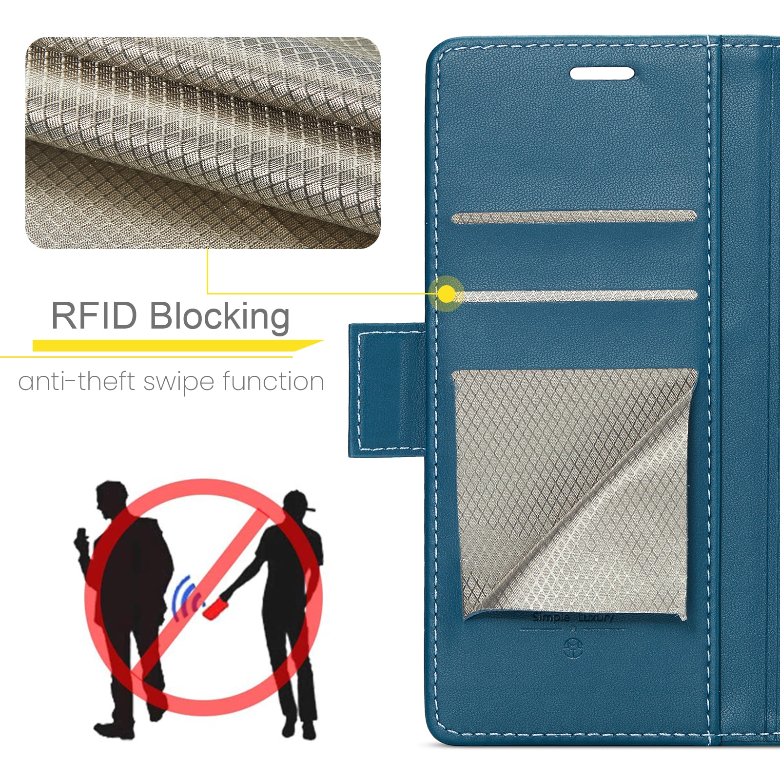 Étui portefeuille mince anti-RFID Google Pixel 9 Pro, Bleu