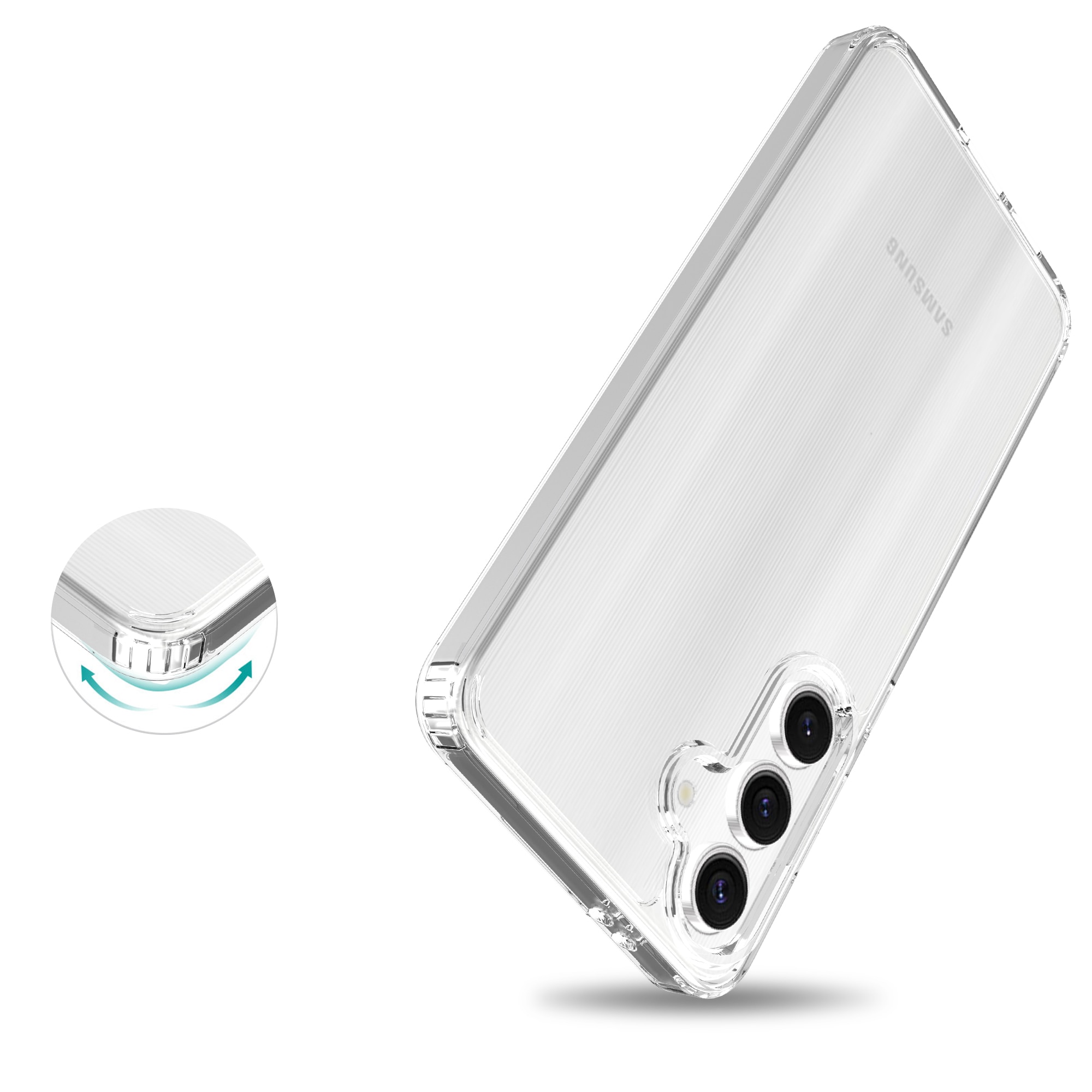 Coque hybride pour Samsung Galaxy S24 FE, transparent