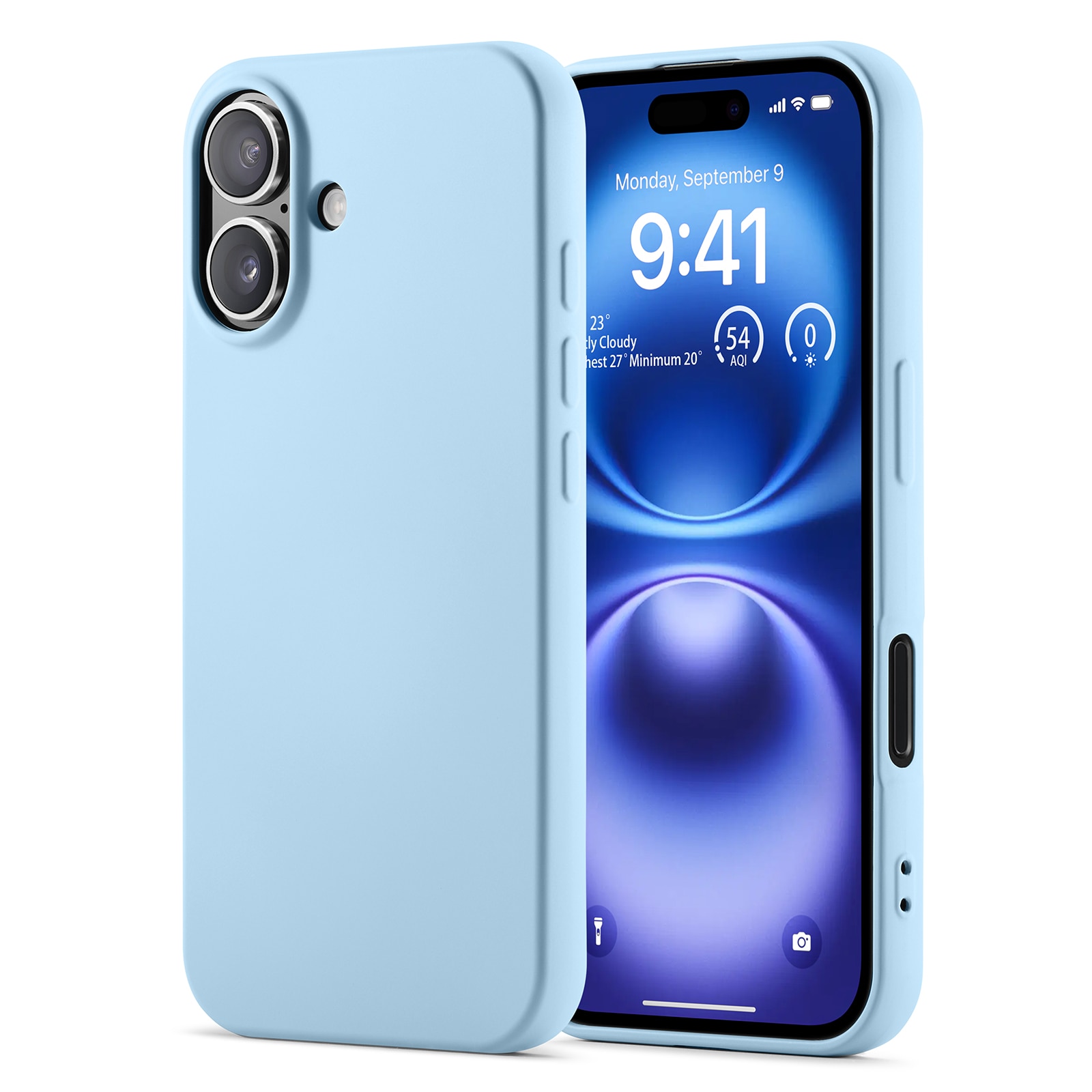 Coque TPU résistante aux chocs iPhone 16, Bleu