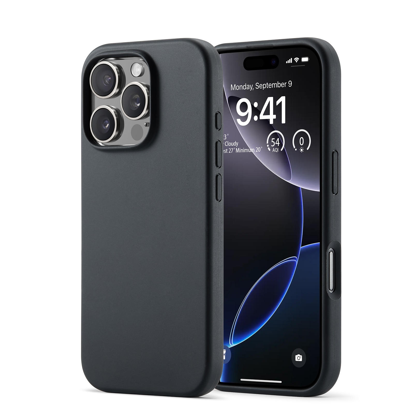 Coque en silicone iPhone 16 Pro, noir