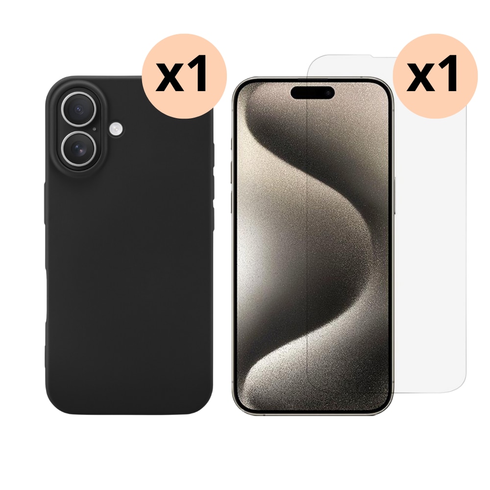 Kit pour iPhone 16 Plus: Coque TPU et protecteur d’écran