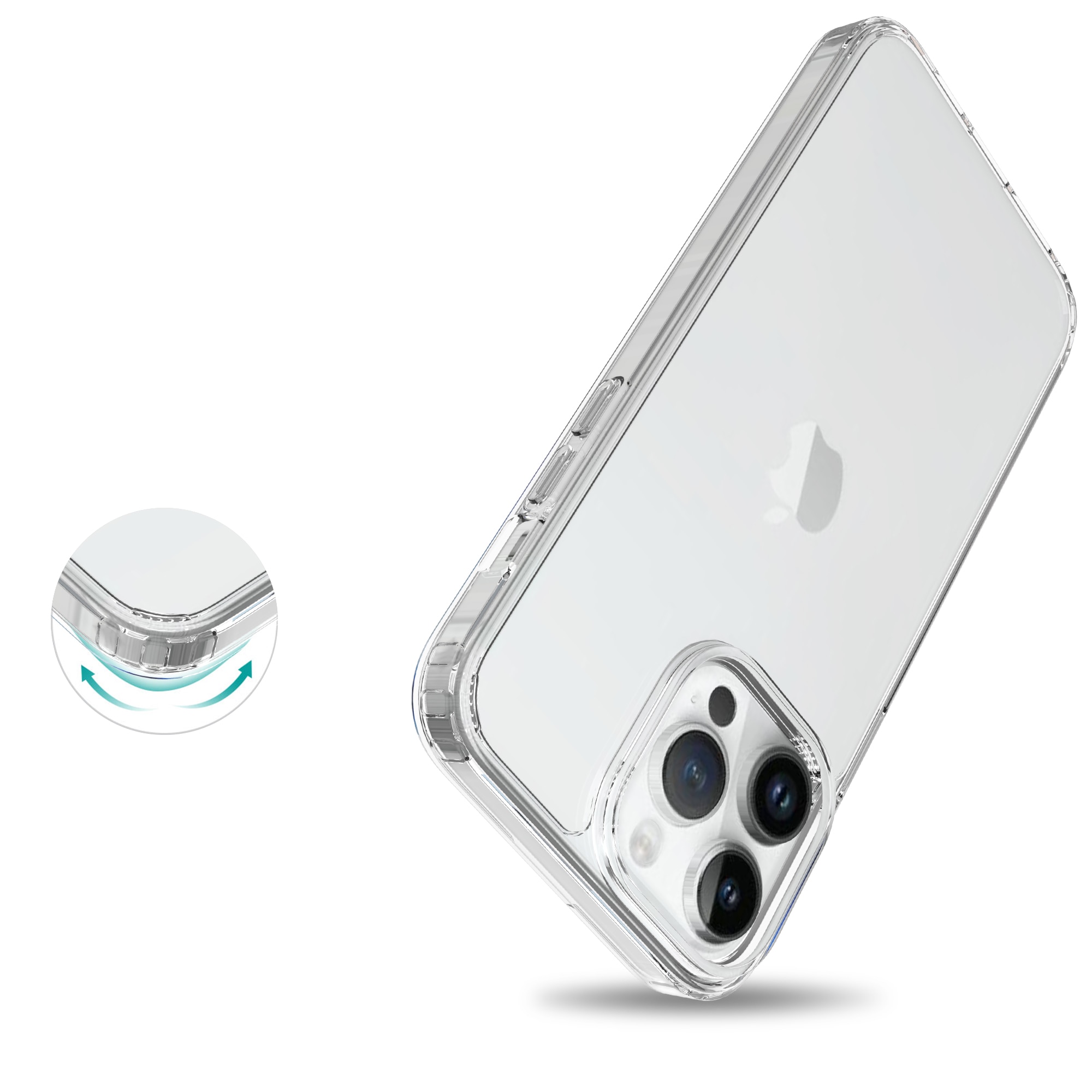 Coque hybride pour iPhone 14 Pro Max, transparent