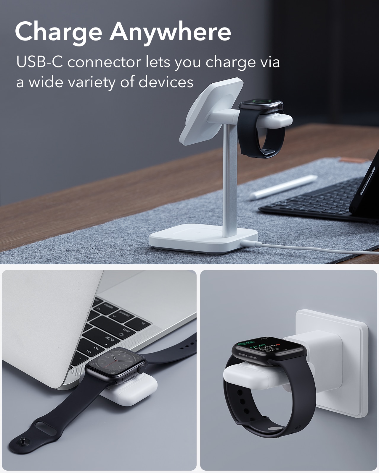 Chargeur portable pour Apple Watch, blanc