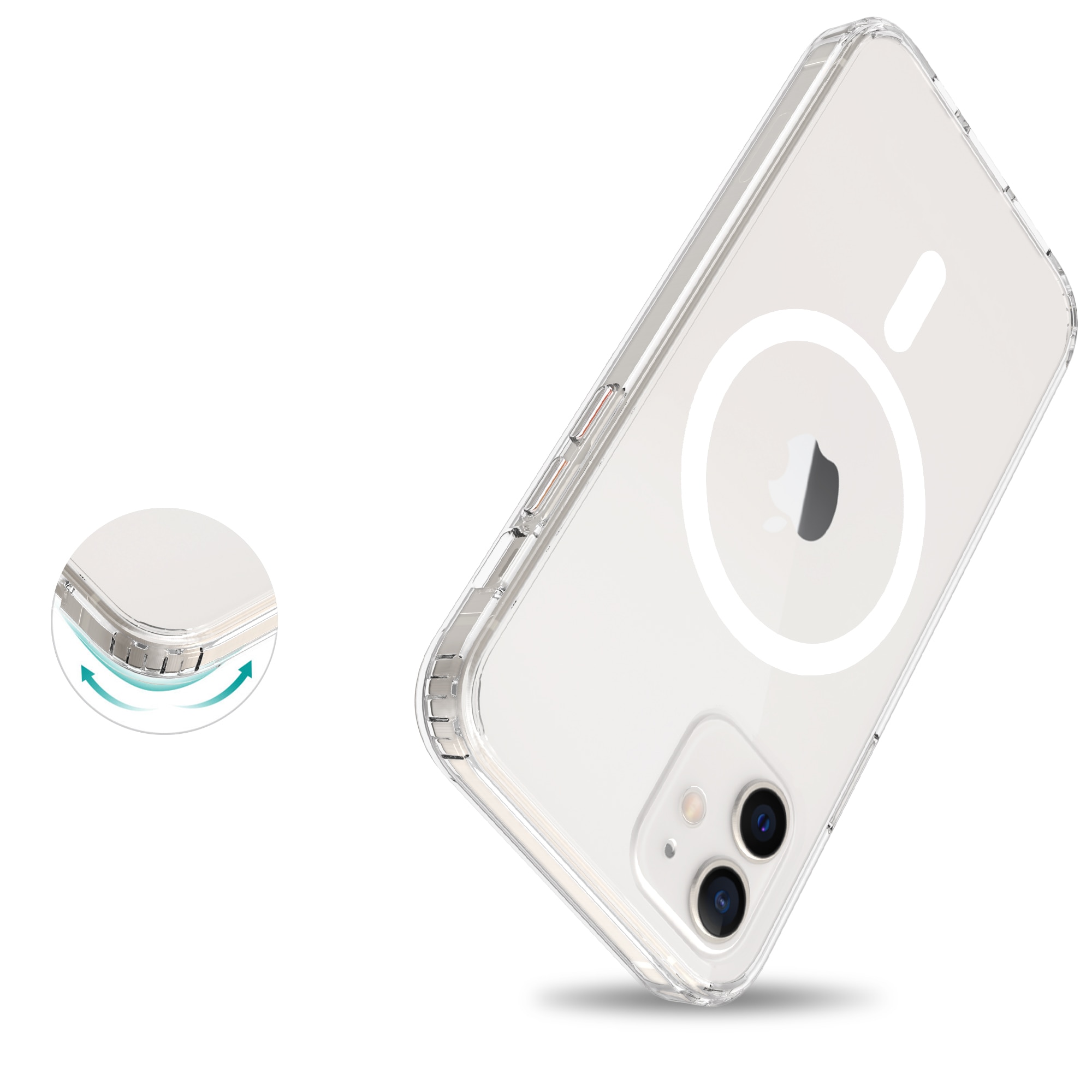 Coque hybride MagSafe iPhone 12/iPhone 12 Pro, transparent