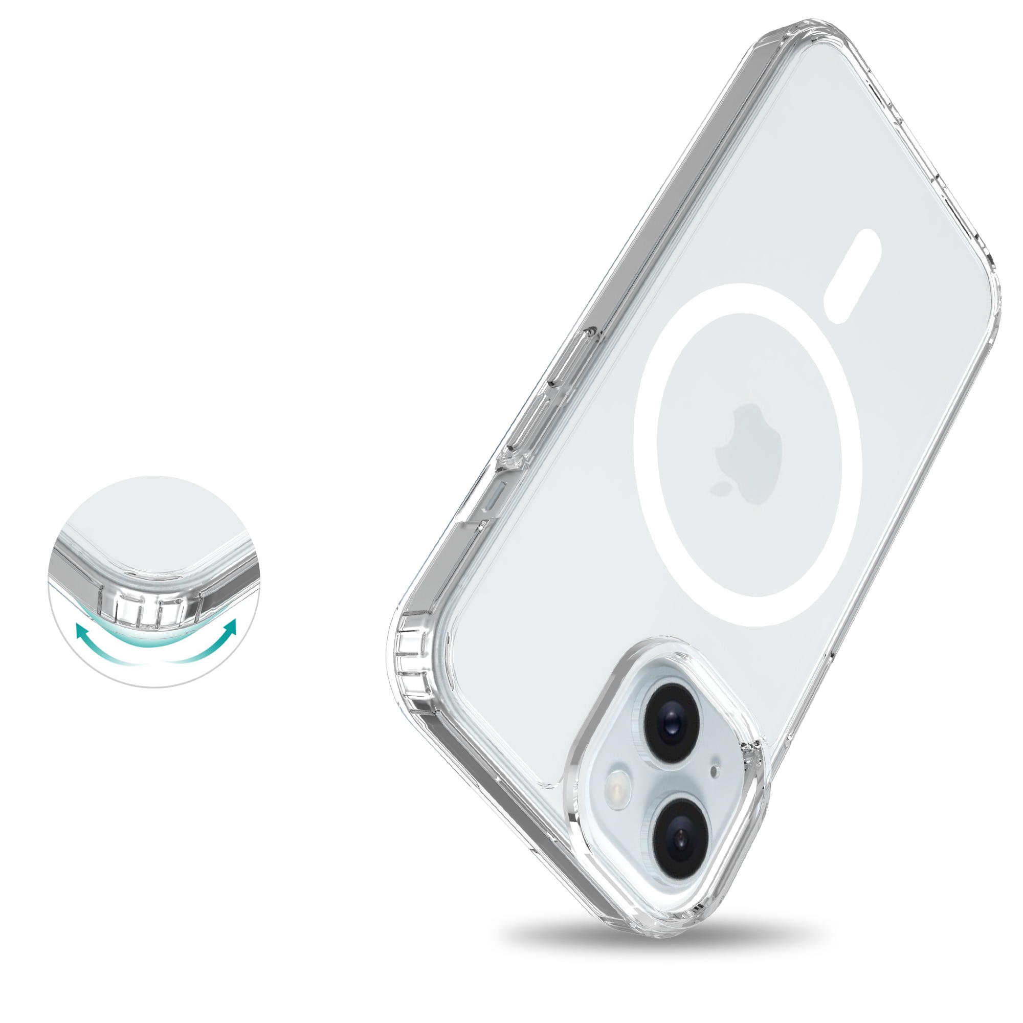 Coque hybride MagSafe iPhone 15, transparent