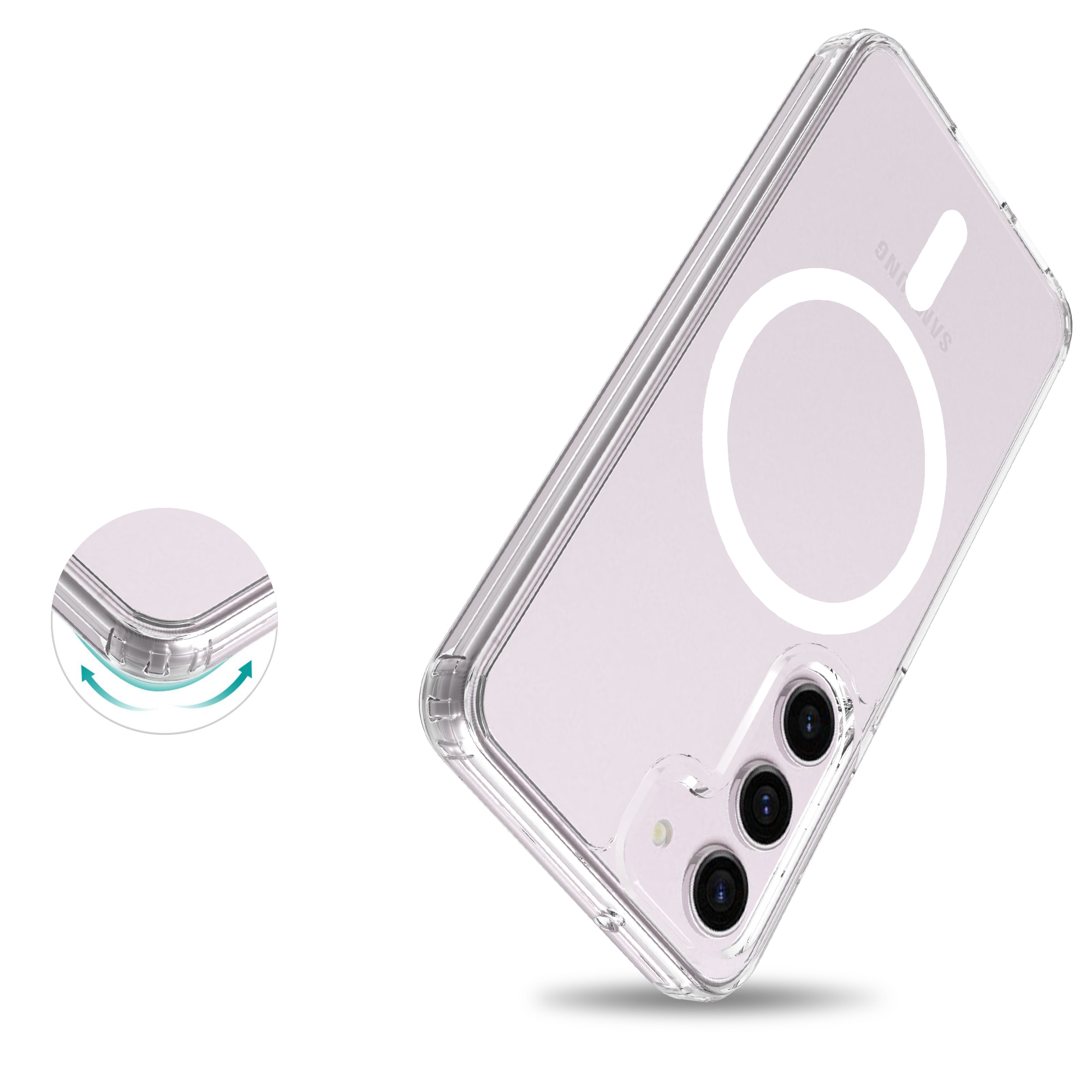 Coque hybride MagSafe Samsung Galaxy S23, transparent