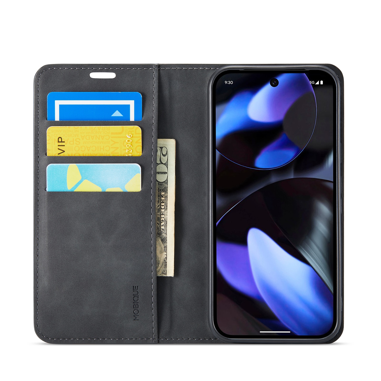 Coque portefeuille mince Google Pixel 9a, Noir