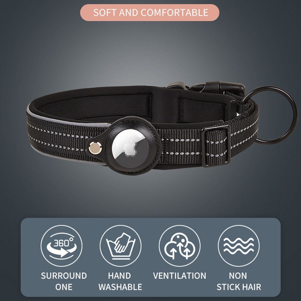 Apple AirTag Collier pour Chien avec Réflecteur M, noir