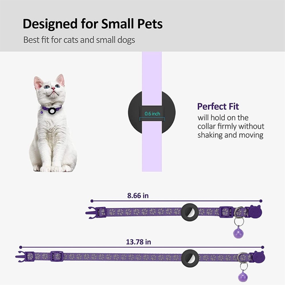 Collier pour chat Apple AirTag empreinte réfléchissante de patte, violet