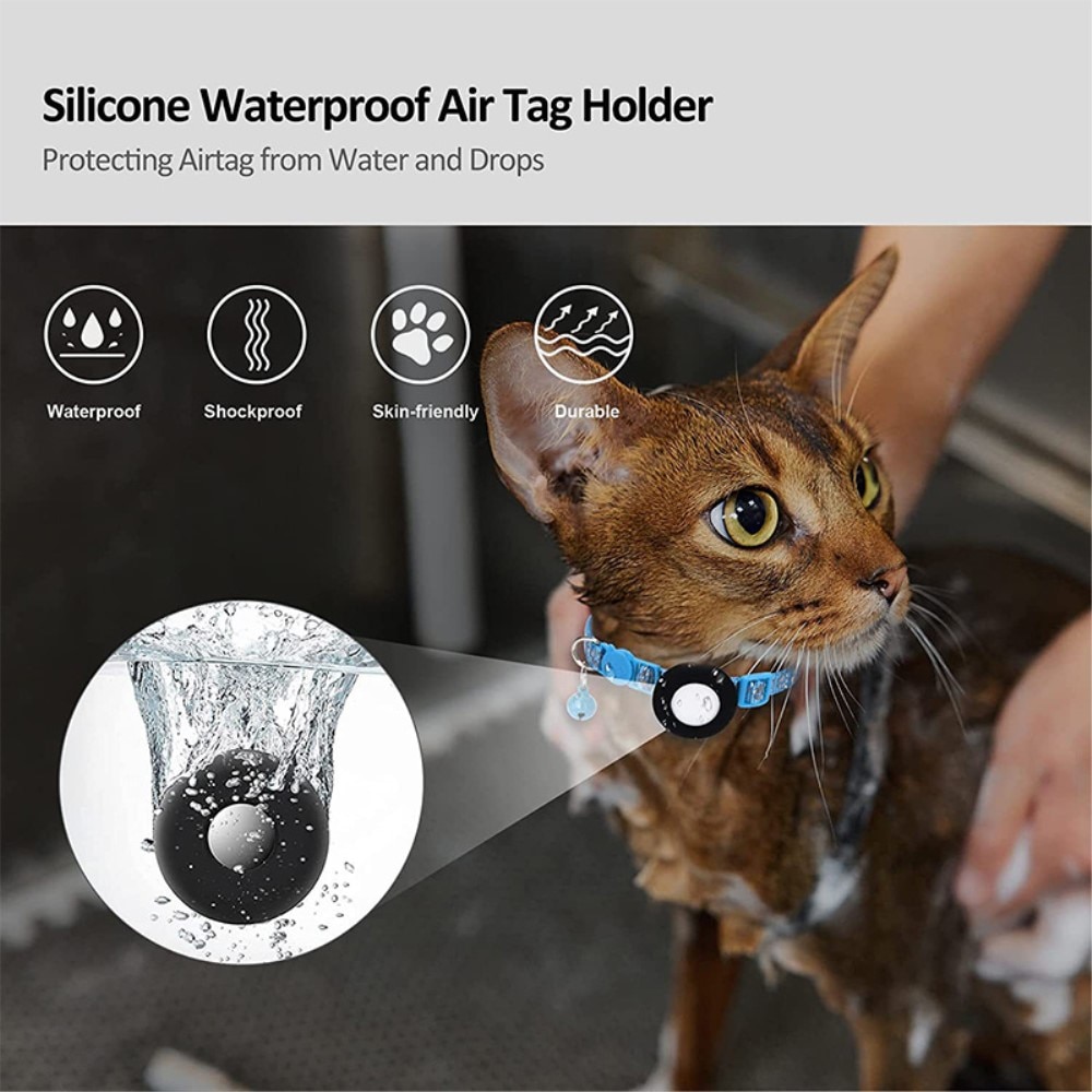 Collier pour chat Apple AirTag empreinte réfléchissante de patte, bleu clair