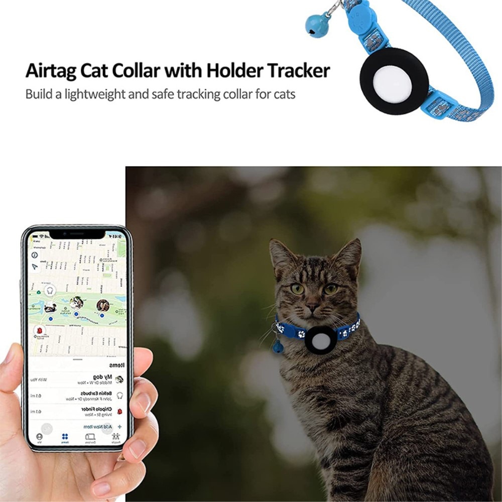 Collier pour chat Apple AirTag empreinte réfléchissante de patte, bleu clair