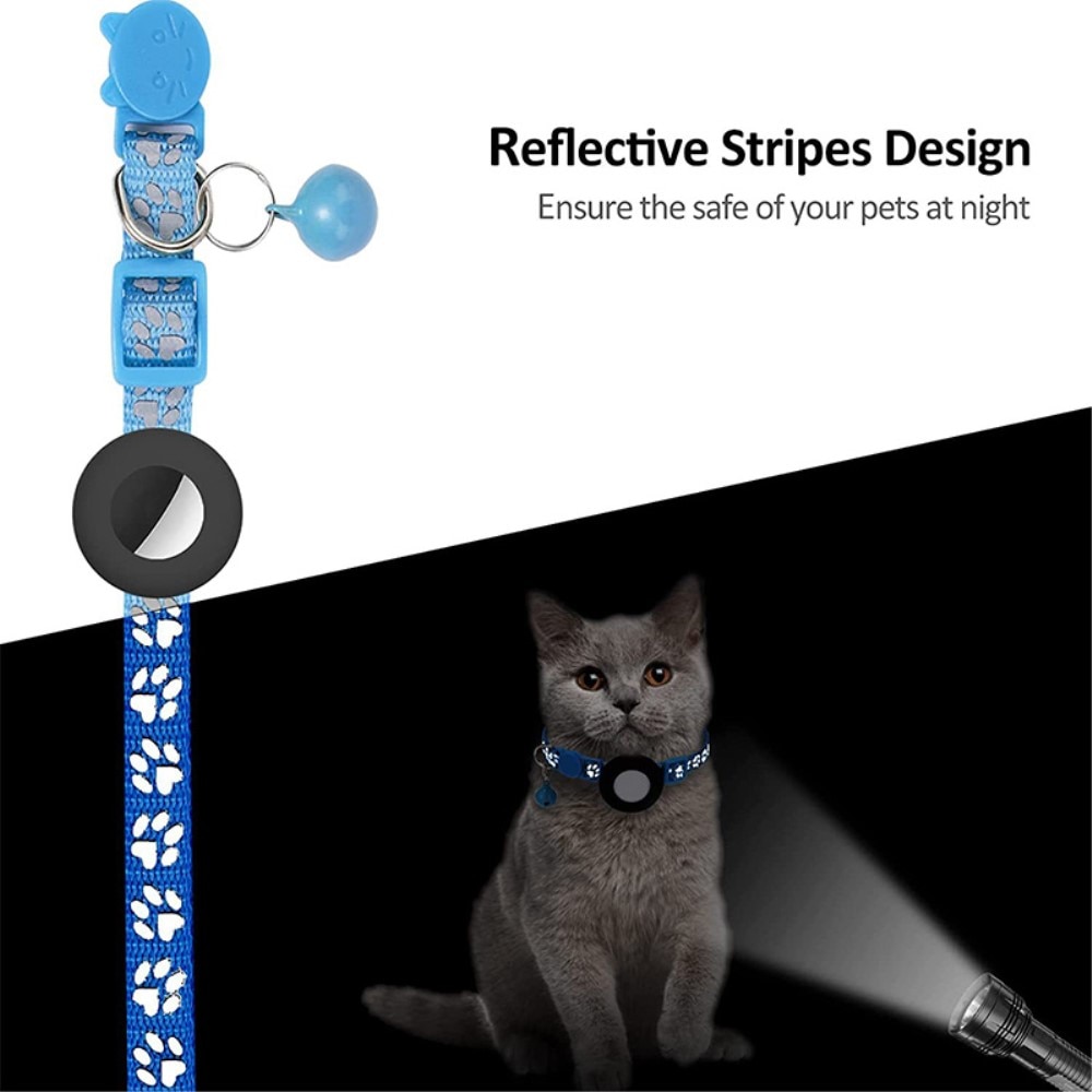 Collier pour chat Apple AirTag empreinte réfléchissante de patte, bleu clair