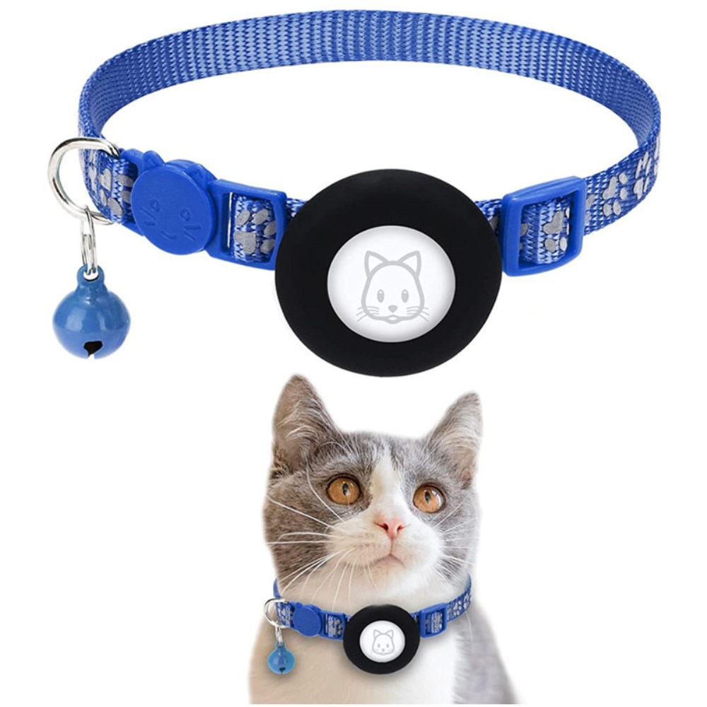 Collier pour chat Apple AirTag empreinte réfléchissante de patte, bleu