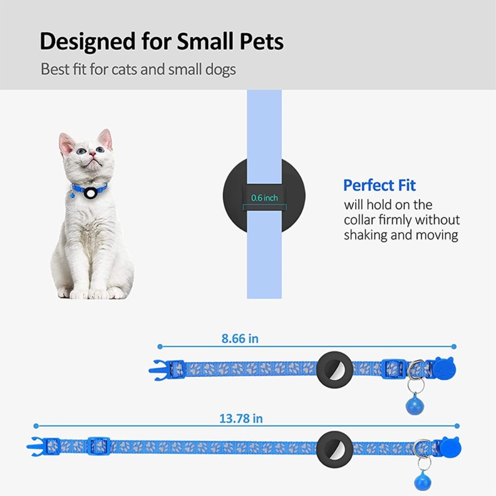 Collier pour chat Apple AirTag empreinte réfléchissante de patte, bleu