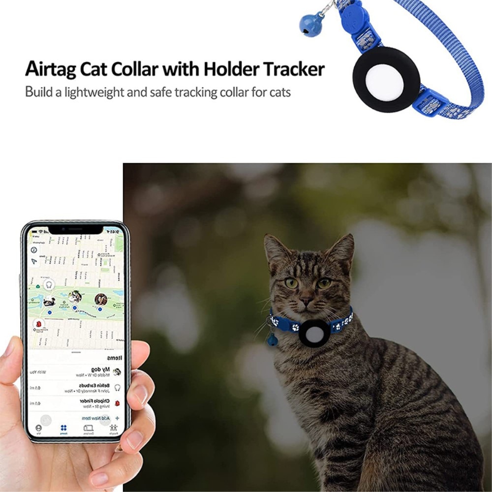 Collier pour chat Apple AirTag empreinte réfléchissante de patte, bleu