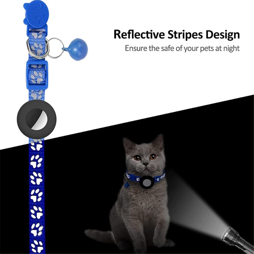 Collier pour chat Apple AirTag empreinte réfléchissante de patte, bleu