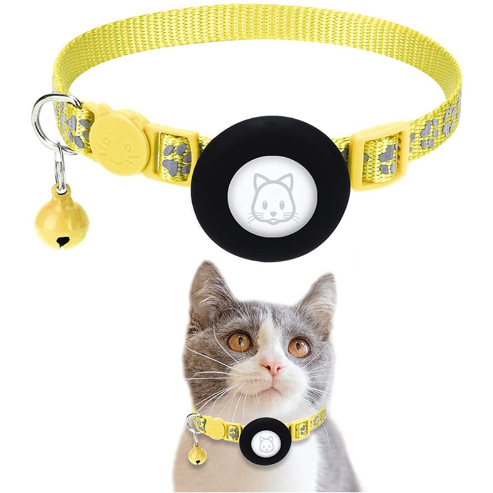 Collier pour chat Apple AirTag empreinte réfléchissante de patte, jaune