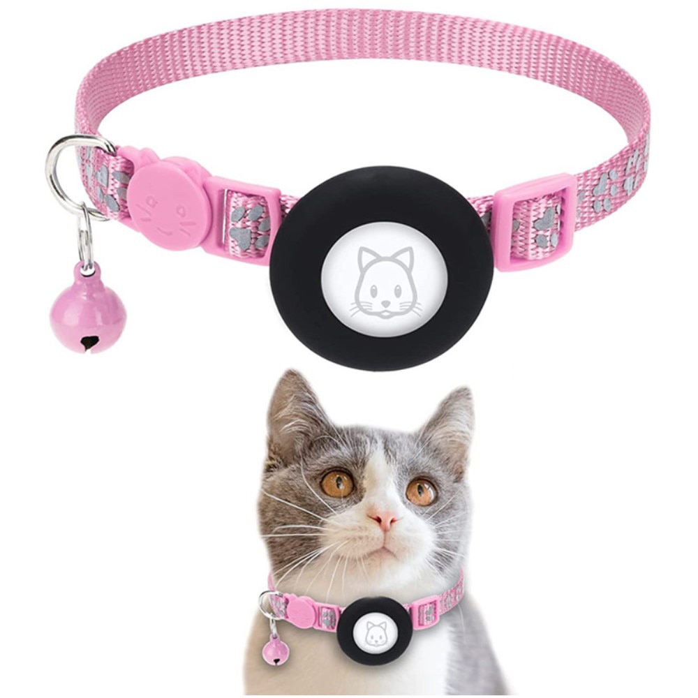 Collier pour chat Apple AirTag empreinte réfléchissante de patte, rose