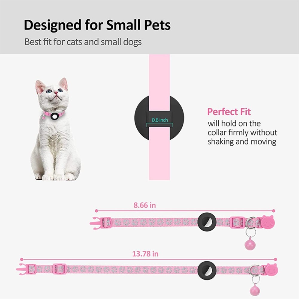 Collier pour chat Apple AirTag empreinte réfléchissante de patte, rose