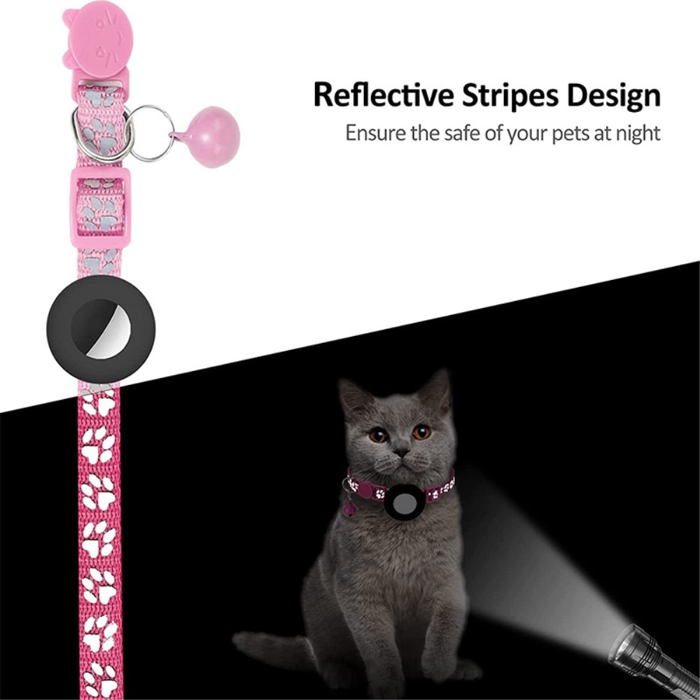 Collier pour chat Apple AirTag empreinte réfléchissante de patte, rose