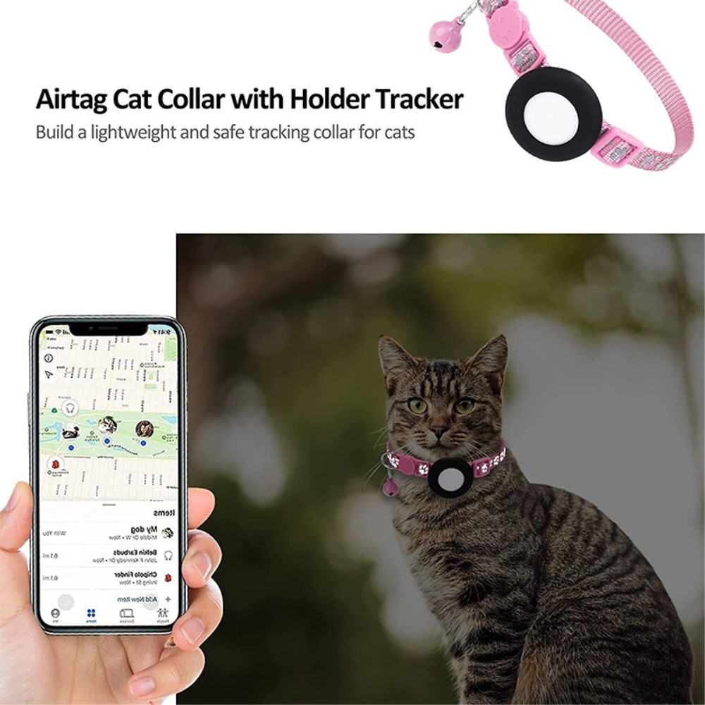 Collier pour chat Apple AirTag empreinte réfléchissante de patte, rose