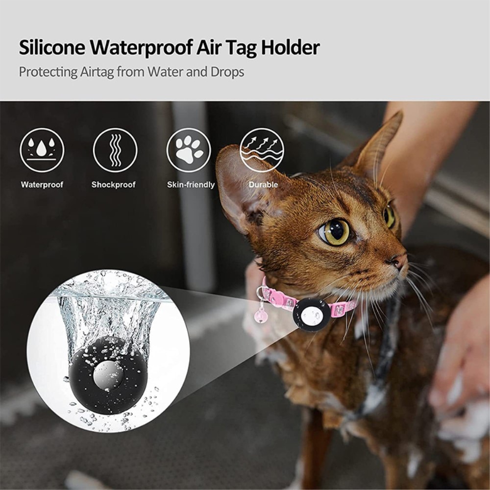 Collier pour chat Apple AirTag empreinte réfléchissante de patte, rose