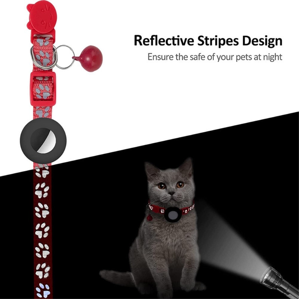 Collier pour chat Apple AirTag empreinte réfléchissante de patte, rouge