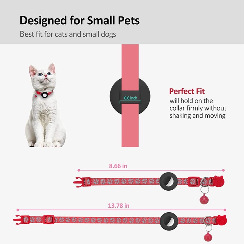 Collier pour chat Apple AirTag empreinte réfléchissante de patte, rouge