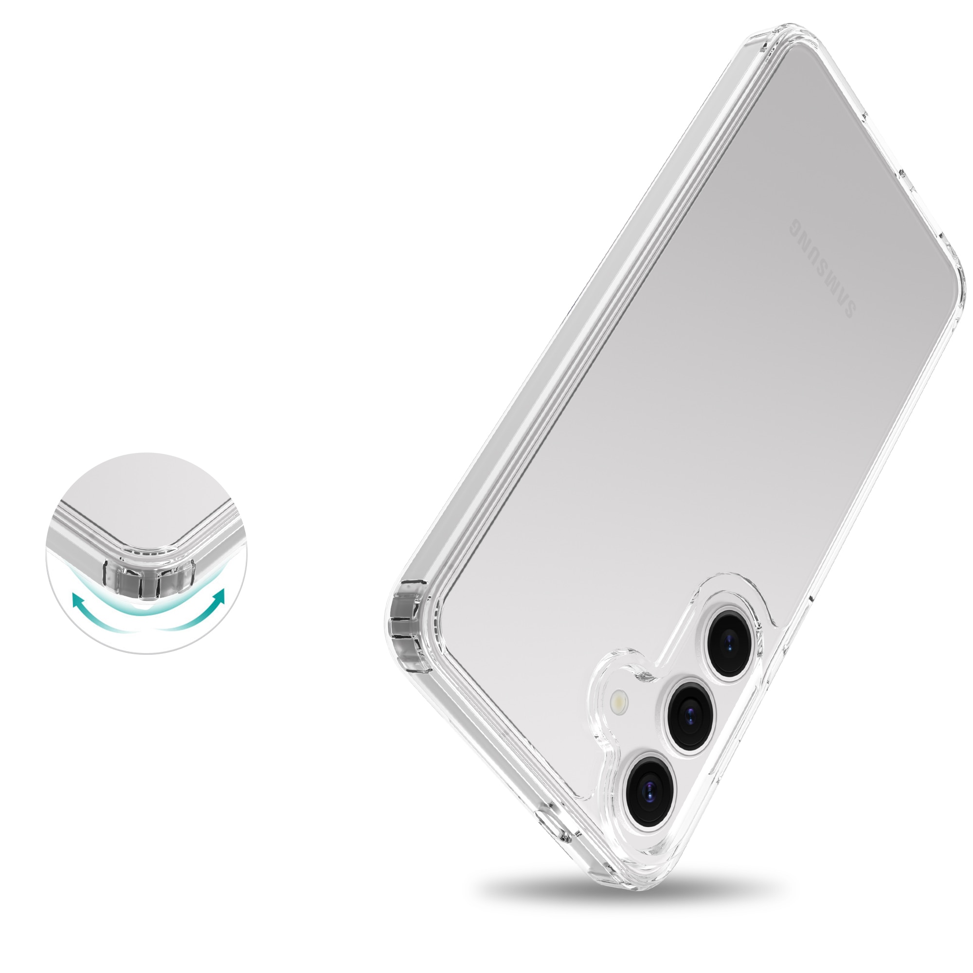 Coque hybride pour Samsung Galaxy S25, transparent