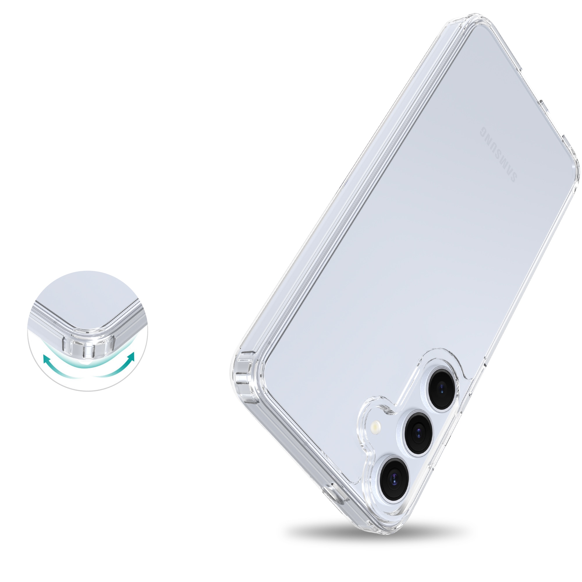 Coque hybride pour Samsung Galaxy S25 Plus, Transparent