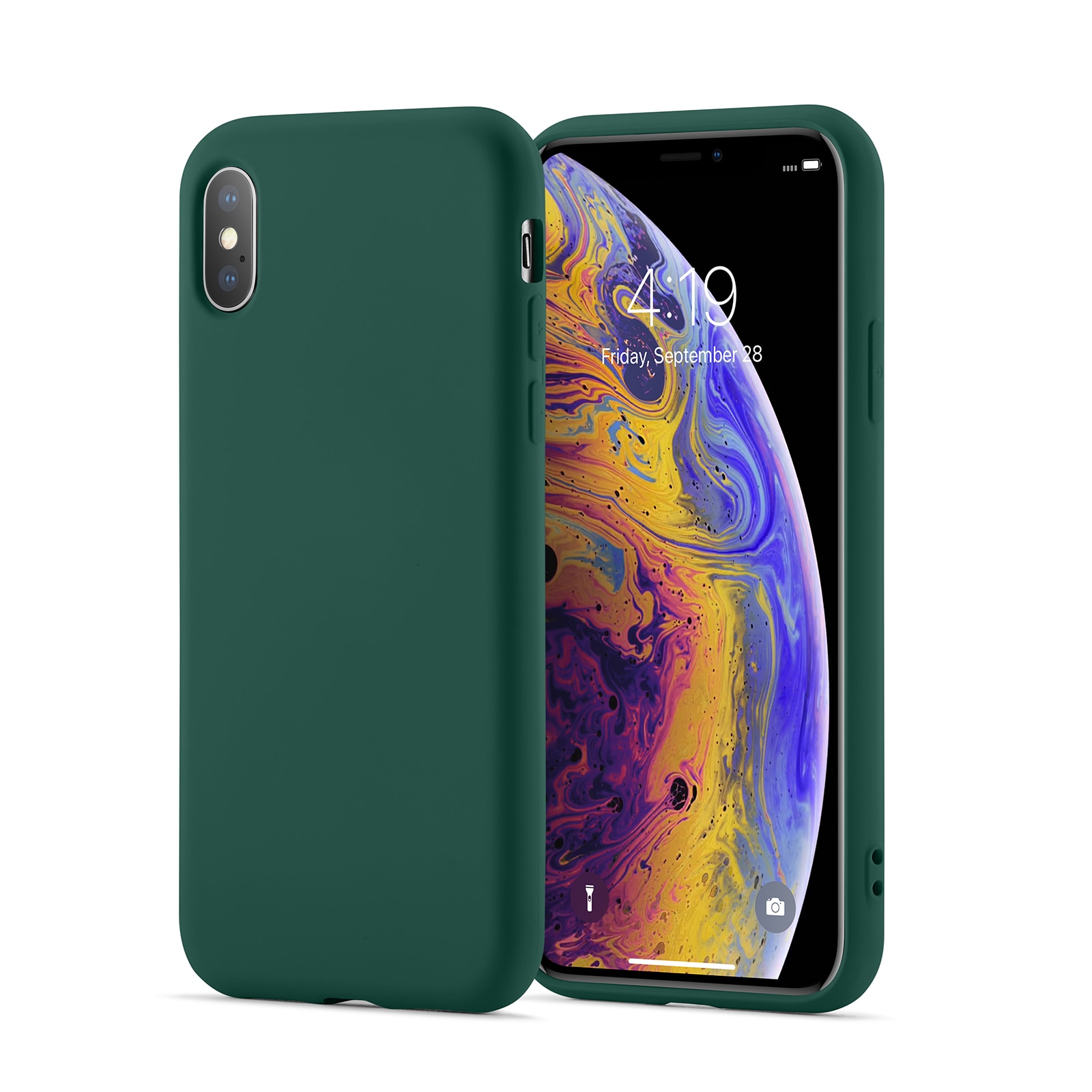 Coque TPU iPhone X/XS, vert foncé