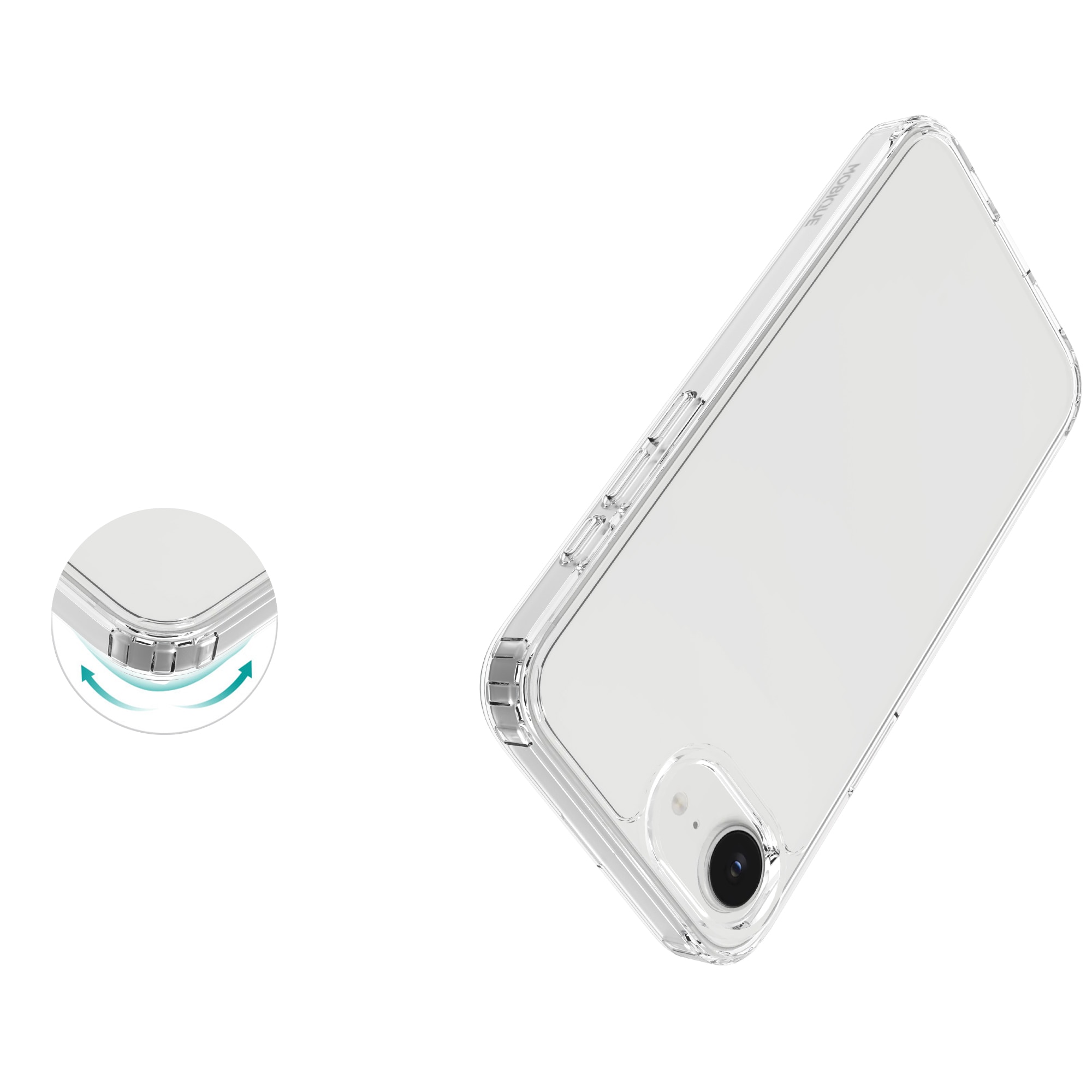 Coque hybride pour iPhone 16e, Transparent