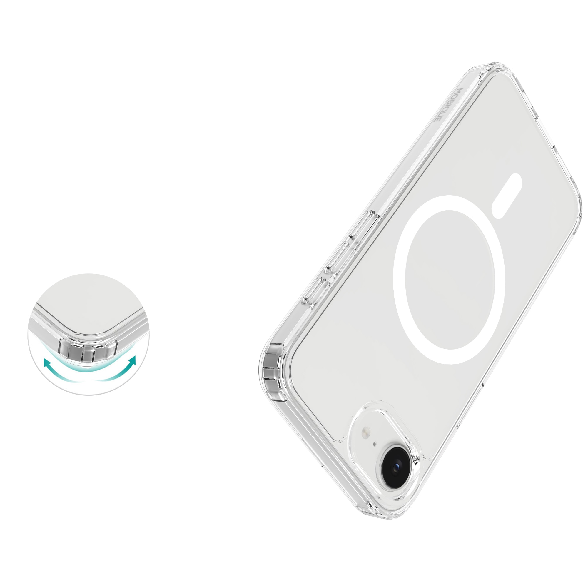 Coque hybride MagSafe iPhone 16e, transparent